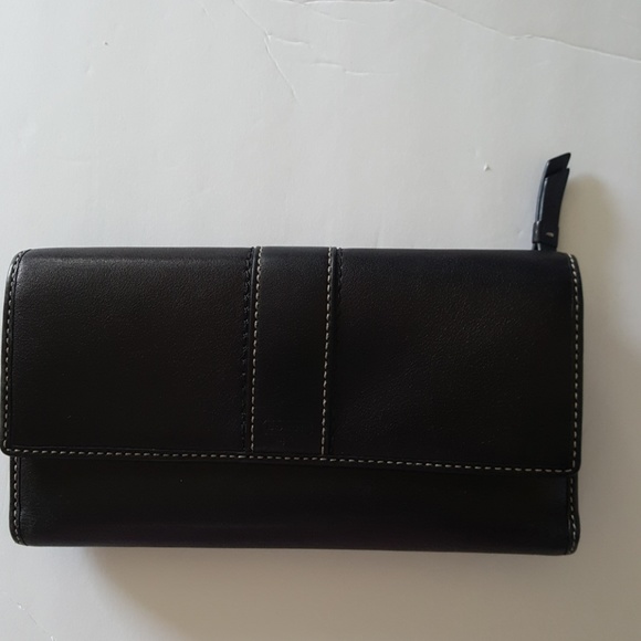 Coach Handbags - Authentic Coach Black Leather Trifold Wallet